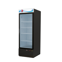 Fagor FMD-23 Refrigerator Merchandiser 27 inch glass door with black vinyl exterior and empty shelves