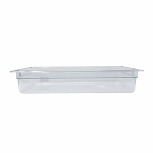 Bac alimentaire pleine grandeur en polycarbonate transparent Omcan 80058, 6 pouces de profondeur