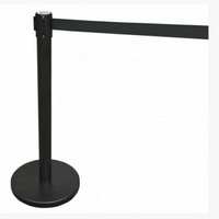 Omcan 30439 Stainless Steel Crowd Control Stanchion with 78-inch Belt black queue barrier post with retractable belt
