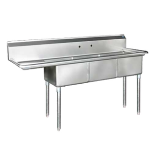 Blueair BS3-18-12/L 75" x 24" Three Compartment Sink Left Drainboard