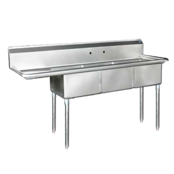 Blueair BS3-18-12/L 75" x 24" Three Compartment Sink Left Drainboard