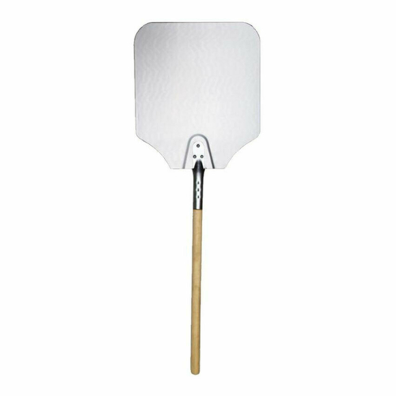 Alt Tag: Omcan 80250 9x10 inch Blade 36 inch Length Aluminum Commercial Pizza Peel with wooden handle commercial oven peel