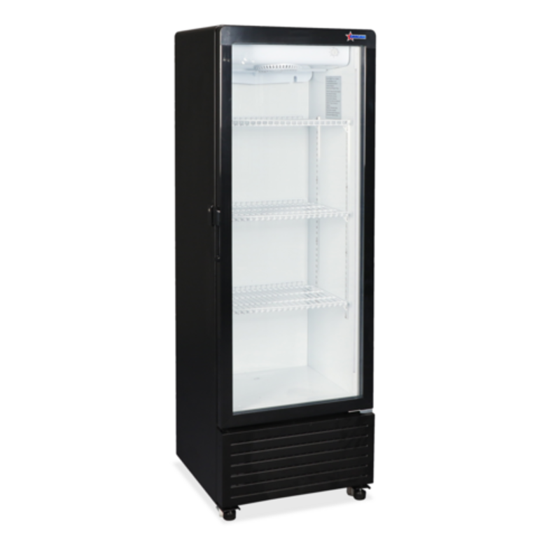 OMCAN 47563 16.5" Single Glass Door Black Refrigerated Display Showcase For Chilled Grab-And-Go Items
