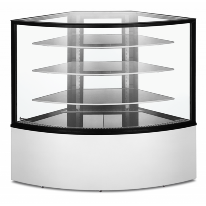 Omcan 47708 58.7" Refrigerated Corner Floor Showcase Display Case