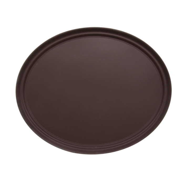 Adcraft NST-2429BR/OVAL 29" X 24" Brown Non-Skid Serving Tray