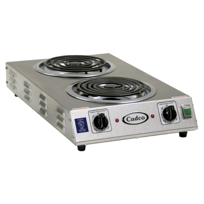 Cadco CDR-2TFB 13.5" Countertop Electric Double Burner Hot Plate