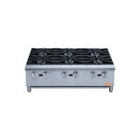 BriKa BHP-366 36"W Gas Countertop Hotplate with Six Burners