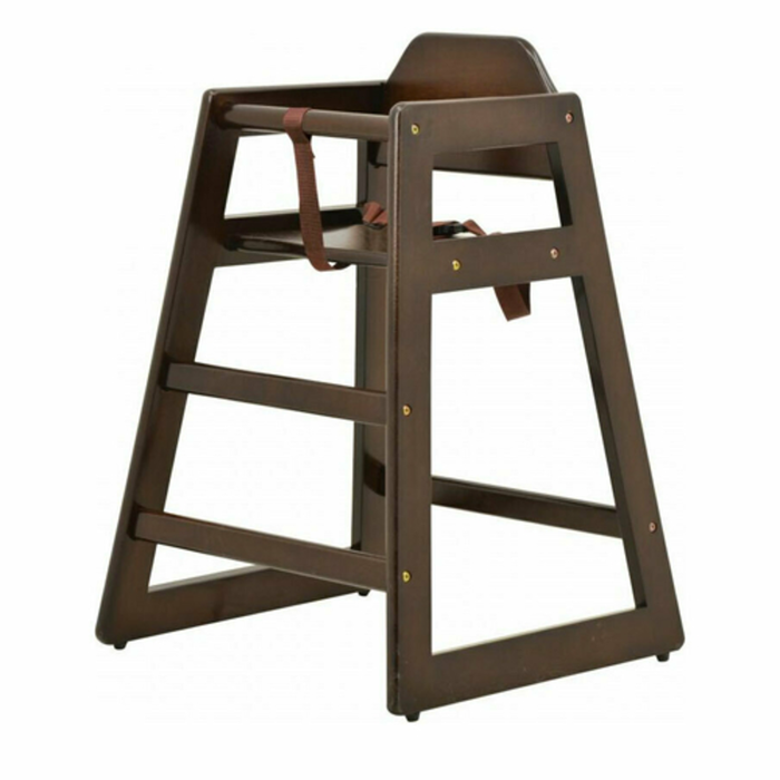 Omcan 80611 Commercial Grade Wooden High Chair in Walnut Finish