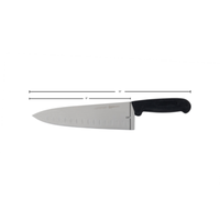 OMCAN 16833 Greban 8-inch Granton Edge Blade Chef's Knife side view with 8-inch stainless steel blade and black handle