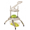Alt Tag: OMCAN 49109 Countertop Fruit and Vegetable Chopper 1/2-inch Cut manual chopper slicing lettuce over food container