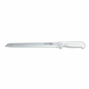 Alt Tag: Omcan 12634 8-Inch R-Wave Narrow Blade Slicer Knife White with ergonomic white handle and serrated R-wave edge