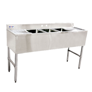 Omcan 25274 60" Three Compartment Stainless Steel Underbar Sink Unit commercial 18-gauge 304 stainless steel bar dishwashing sink