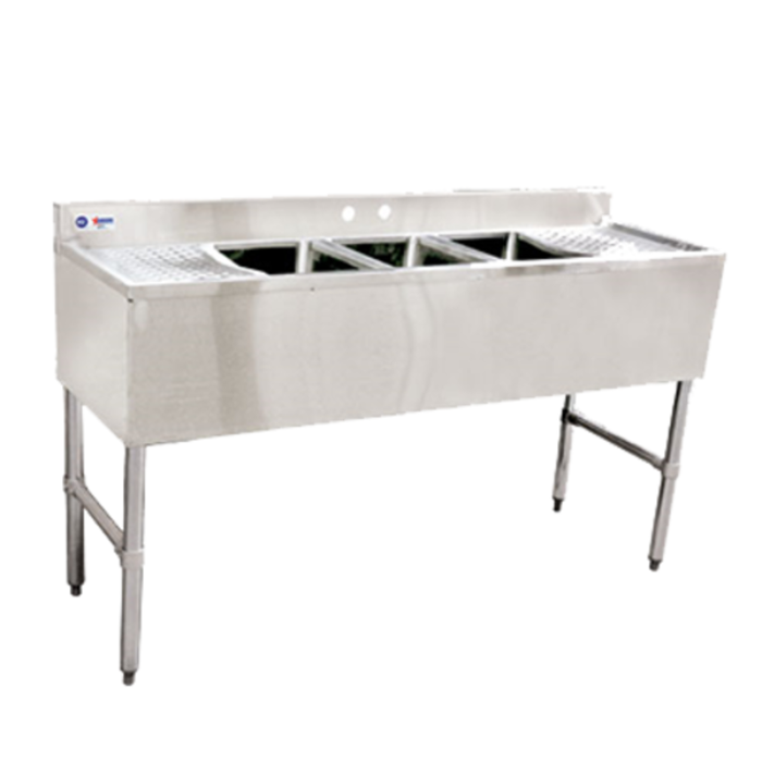 Omcan 25274 60" Three Compartment Stainless Steel Underbar Sink Unit commercial 18-gauge 304 stainless steel bar dishwashing sink