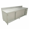 Omcan 45285 72-inch Heavy-Duty Stainless Steel Work Table With Sliding Doors And Cabinet Base