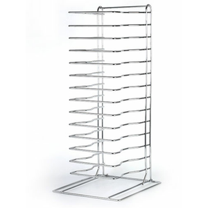 Étagère à pizza en aluminium Omcan 80935 de capacité de 15 poêles pour pizzerias, support en aluminium soudé robuste avec 15 emplacements pour poêles