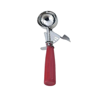 Omcan 34846 Commercial Stainless Steel #12 Capacity 3.25oz Portion Scoop with red handle for consistent portioning