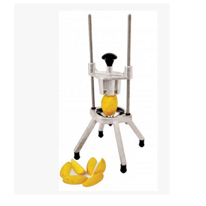 Omcan 41864 Heavy-Duty 8-Section Fruit Vegetable Wedger for Commercial Kitchens slicing potato into uniform 8 wedges