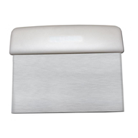 Alt Tag: Omcan 14205 Professional 6-inch Wide Stainless Steel Multi-Purpose Dough Cutter Scraper stainless steel bench scraper with white handle