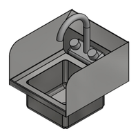 Winholt WS-HS-99-5D-SS-KT Wall Mounted Stainless Steel Hand Sink, 9"x9"x5" Bowl