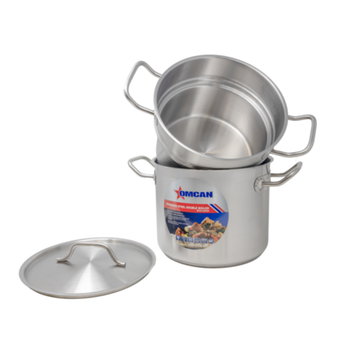 OMCAN 80245 Double Boiler 8 Quart Stainless Steel Cookware Set
