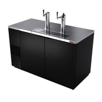 Fagor FDD-59-N-HC 59-1/2" 3 Keg Direct Draw Beer Cooler showcasing sleek design and dual draft towers.