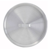 Alt Tag: Omcan 43378 Aluminum Lid for 8 qt Stock Pot, round durable metal pot lid with flat handle, top view