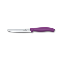 Victorinox 6.7835.C1 4-1/2" Serrated Round Blade Utility Knife - Purple