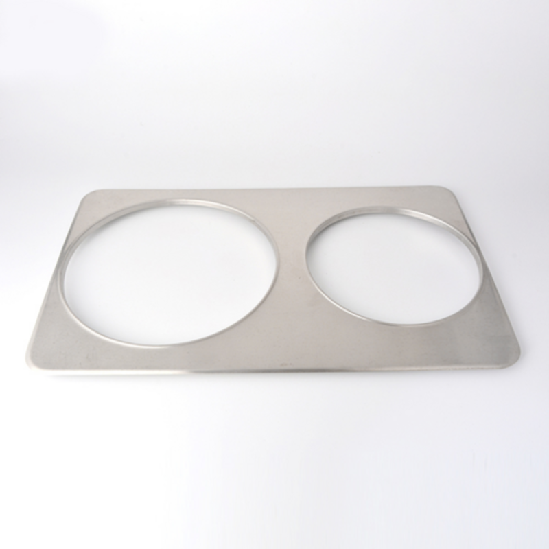 Étiquette alternative : Omcan 46369 Cuisine commerciale Plaque adaptatrice de table à vapeur double demi-taille Plaque d’insertion en acier inoxydable avec double découpe