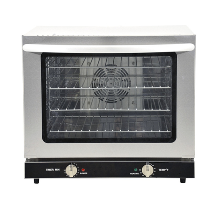 OMCAN 45599 2.33 cu. ft. Countertop Electric Convection Oven with transparent door and control knobs