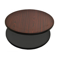 Alt Tag: Omcan 43177 30" Round Two-Sided Restaurant Table Top Mahogany - 30-inch round double-sided tabletop with mahogany and black finish