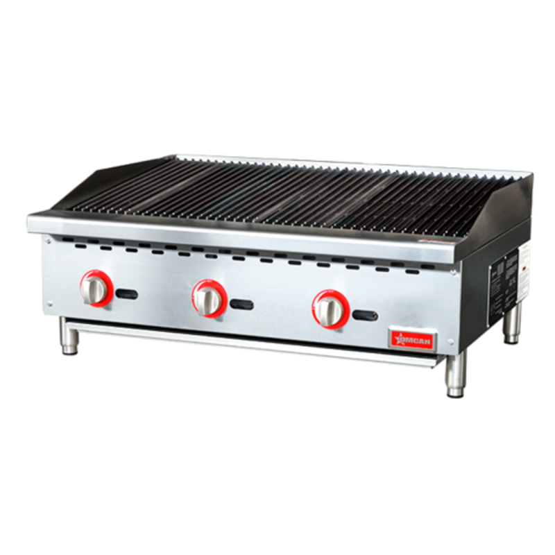 Omcan 47378 36 Inch Radiant Gas Countertop Charbroiler With Controls For Efficient Grilling