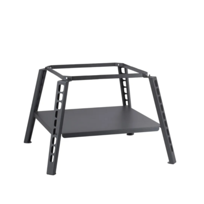 Étiquette alternative : Omcan 48709 support polyvalent pour four extérieur multi-combustible avec cadre métallique réglable et tablette pour la cuisson extérieure