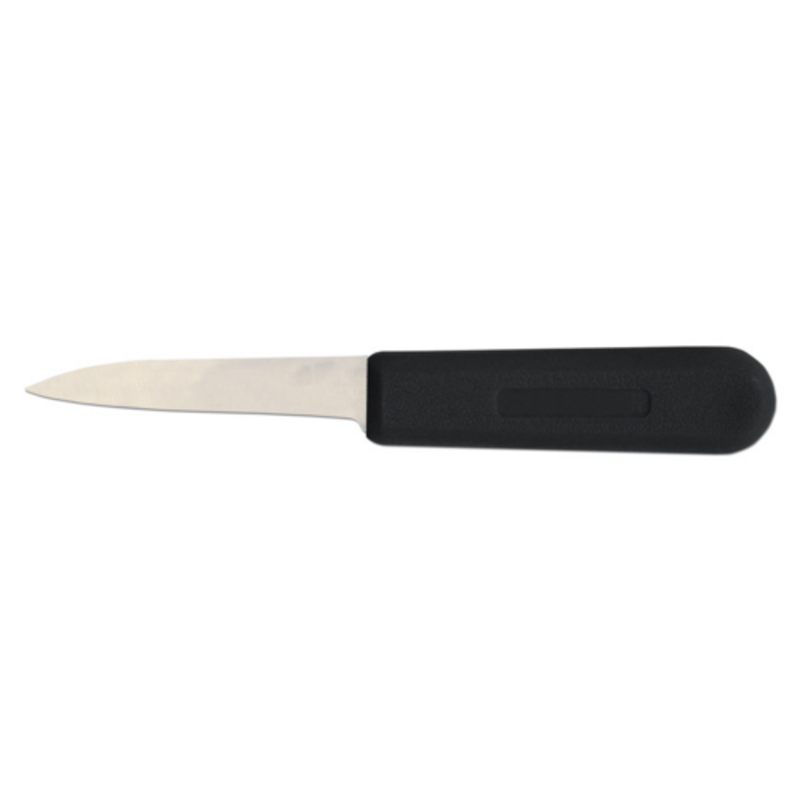 Alt Tag: Omcan 12406 Professional Grade Paring Knife with Stainless Steel Blade, stainless blade and black handle for peeling and trimming