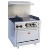 OMCAN 46026 Commercial 36 Inch Gas Range With Griddle And Oven, Ideal For Busy Kitchens Offering Commercial Gas Range With Griddle