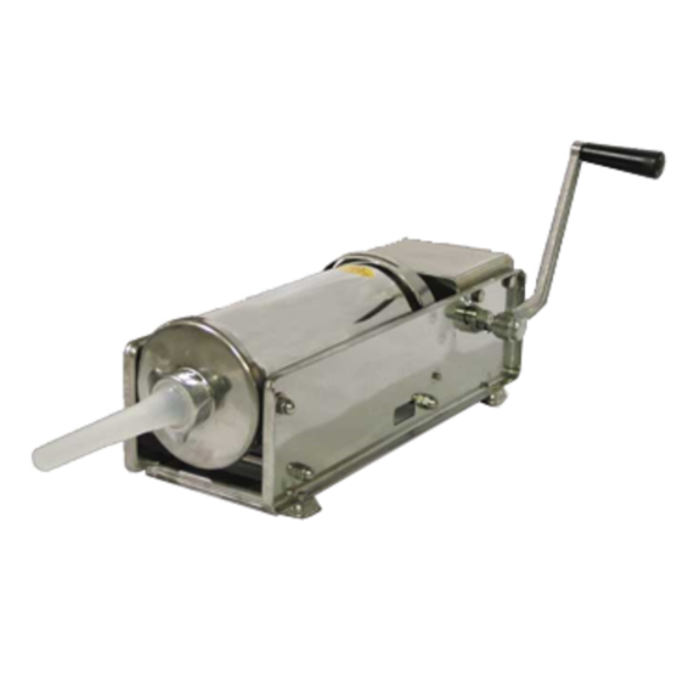 Omcan 13738 15 lbs Capacity Manual Horizontal Sausage Stuffer stainless steel horizontal hand-crank sausage stuffer with stuffing tube