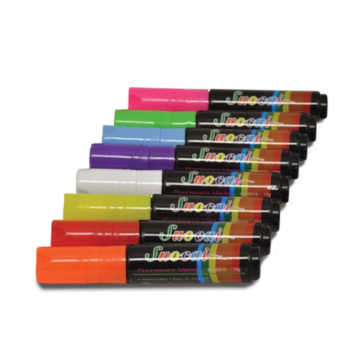Omcan 39866 Fluorescent Pen Markers 15mm Nib 8-Pack Assorted