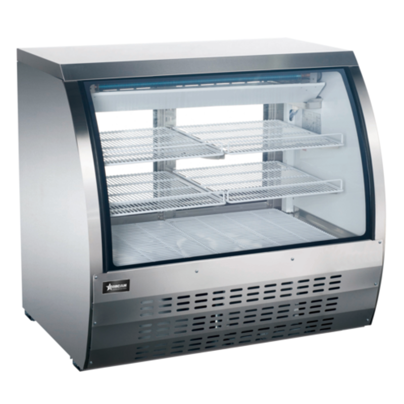 Omcan 50079 47-Inch 18 cu.ft. Refrigerated Deli Showcase with Glass Doors and Shelves