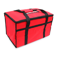 Étiquette alternative : Omcan 80948 Sac isolé pour livraison de nourriture 4 Porte-plat pleine grandeur Sac de traiteur rouge isolé avec poignées