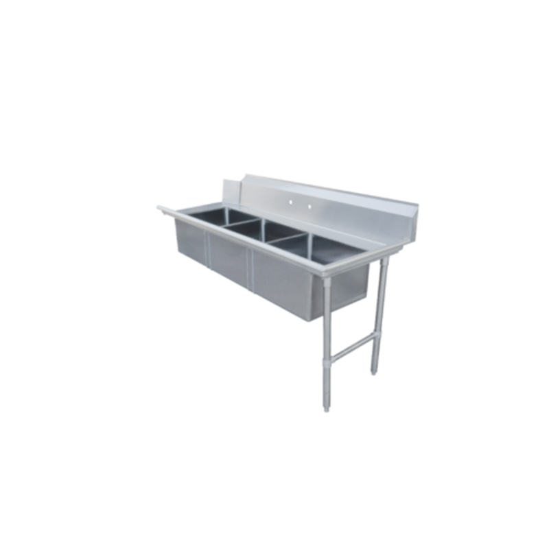 Commercial Soiled Dishtable with Three Sinks for Efficient Dishwashing in Kitchens