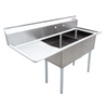 Omcan 25267 Two Compartment 56.5-Inch Stainless Steel Pot Sink For Professional Foodservice Environments