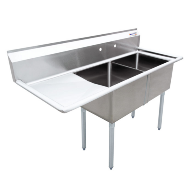 Omcan 25267 Two Compartment 56.5-Inch Stainless Steel Pot Sink For Professional Foodservice Environments