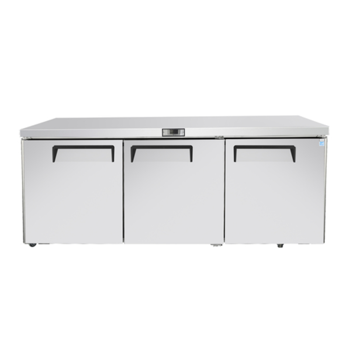 Atosa MGF8404GR 72-11/16"W Three-Section Reach-In Undercounter Refrigerator