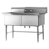 Rosko RO-SD-2424 53"W Two Compartment Square Bowl Sink