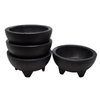 Black Lava Rock Molcajete Salsa Dish Set Of Four Rustic Serving Bowls