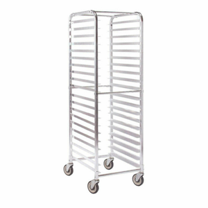 Full Height Bun Pan Rack For Efficient Storage And Transport Of 20 Full-Size Sheet Pans In Commercial Kitchens.