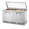 Refrigerated Sandwich Salad Prep Table With Open Lid Showcasing Fresh Ingredients In Stainless Steel Design