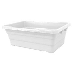 Étiquette alternative : Omcan 81139 50 lbs 26,5 pouces polyéthylène commercial haute densité pour viande Lug blanc en HDPE pour cuisines commerciales