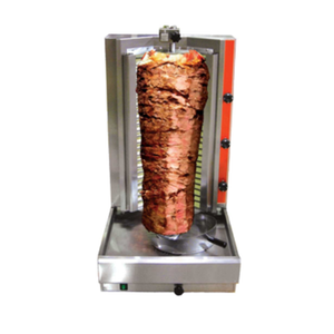 Alt Tag: Omcan 20369 66 lb. Capacity Electric Vertical Gyro Broiler with rotating meat spit for gyros, shawarma, tacos al pastor