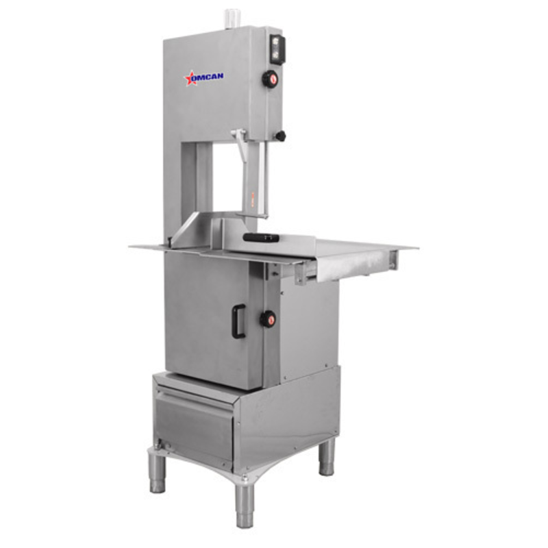 Alt Tag: OMCAN 46787 14-Inch Cutting Width Floor Model Meat Saw stainless steel electric meat bone band saw, commercial butcher shop