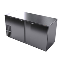 Alt Tag: Fagor FBB-69S-N 69.5-Inch Two-Door Back Bar Refrigerator Cabinet stainless steel back bar cooler, front-breathing design